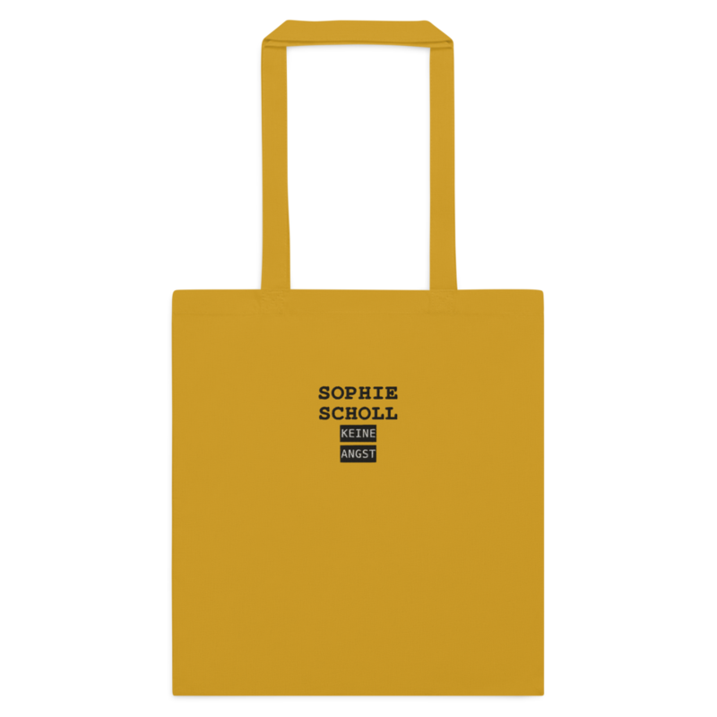 Sophie Scholl – Baumwolltasche mit langen Henkeln · Mustard · cotton-color-tote-bag-mustard-front-6aa24d99021d6.png