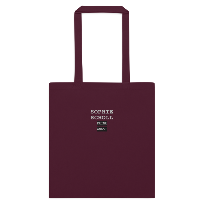 Sophie Scholl – Baumwolltasche mit langen Henkeln · Burgundy · cotton-color-tote-bag-burgundy-front-6aa24d95edd93.png