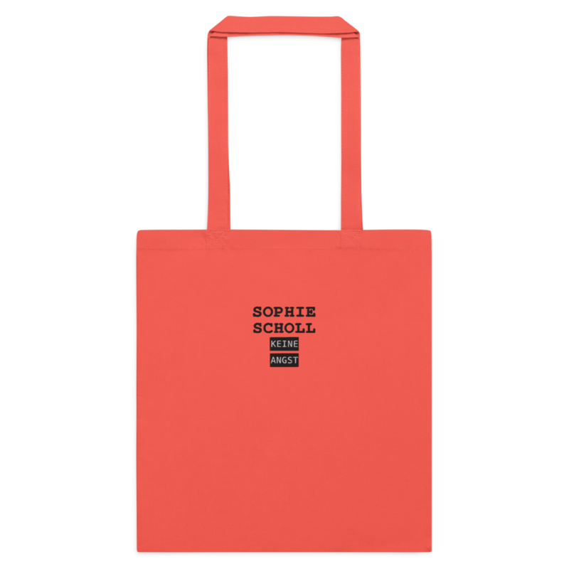 Sophie Scholl – Baumwolltasche mit langen Henkeln · Coral · cotton-color-tote-bag-coral-front-6aa24d98e01ea.png