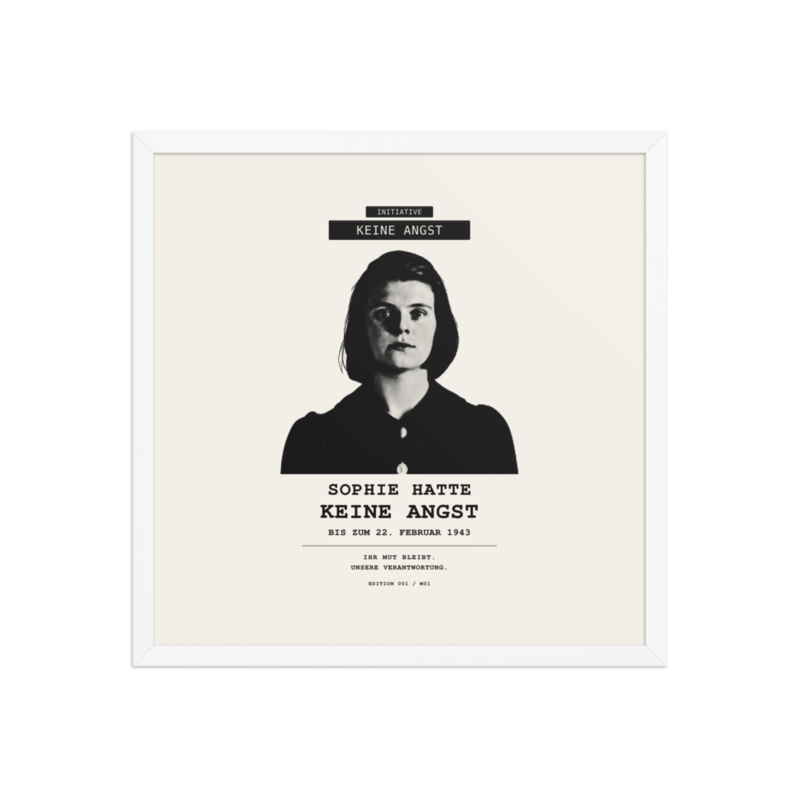 Sophie Scholl – Gerahmtes Poster auf verbessertem mattem Papier · White · enhanced-matte-paper-framed-poster-(in)-white-18x18-front-6aa05b0f86934.png