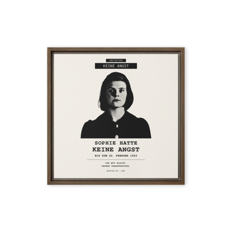 Sophie Scholl – Gerahmte Leinwand · Brown · framed-canvas-(in)-brown-16x16-front-6aa05d45e1323.png