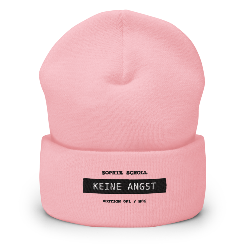 Sophie Scholl – Mütze mit Umschlag · Baby Pink · cuffed-beanie-baby-pink-front-6a9f801d9baaa.png