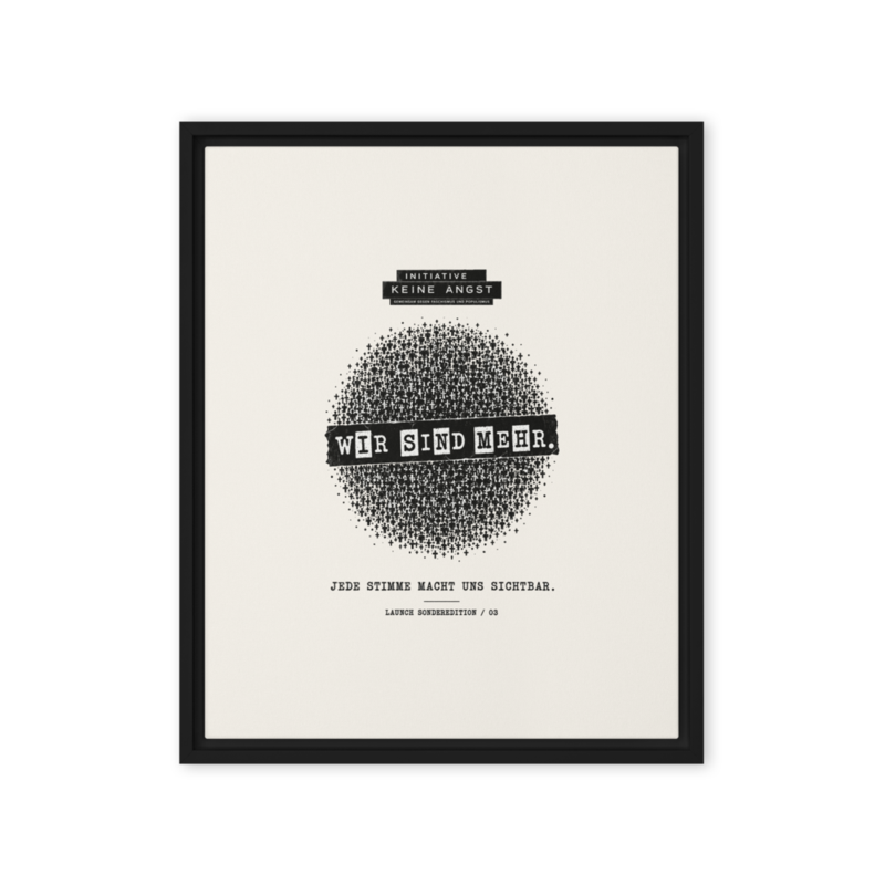 Sonderedition „Wir sind mehr“ – Gerahmte Leinwand · Black · framed-canvas-(in)-black-16x20-front-6aa1adbceed9b.png