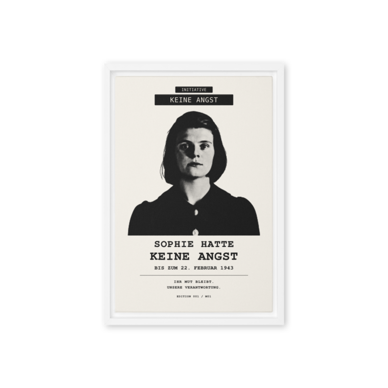 Sophie Scholl – Gerahmte Leinwand · White · framed-canvas-(in)-white-12x18-front-6aa05ddc53871.png