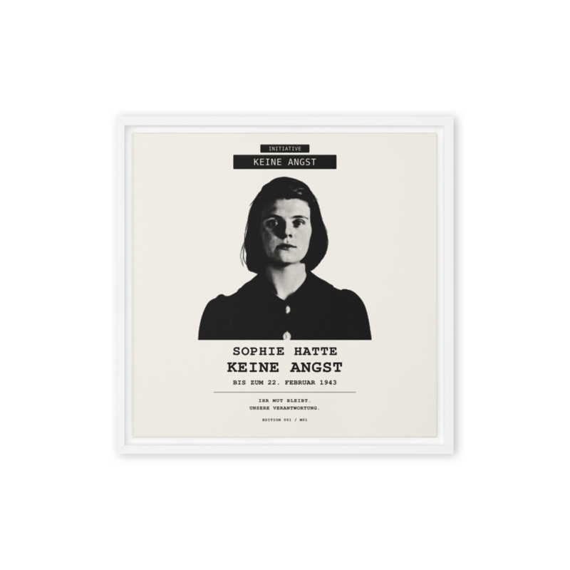 Sophie Scholl – Gerahmte Leinwand · White · framed-canvas-(in)-white-16x16-front-6aa05ca6c545d.png