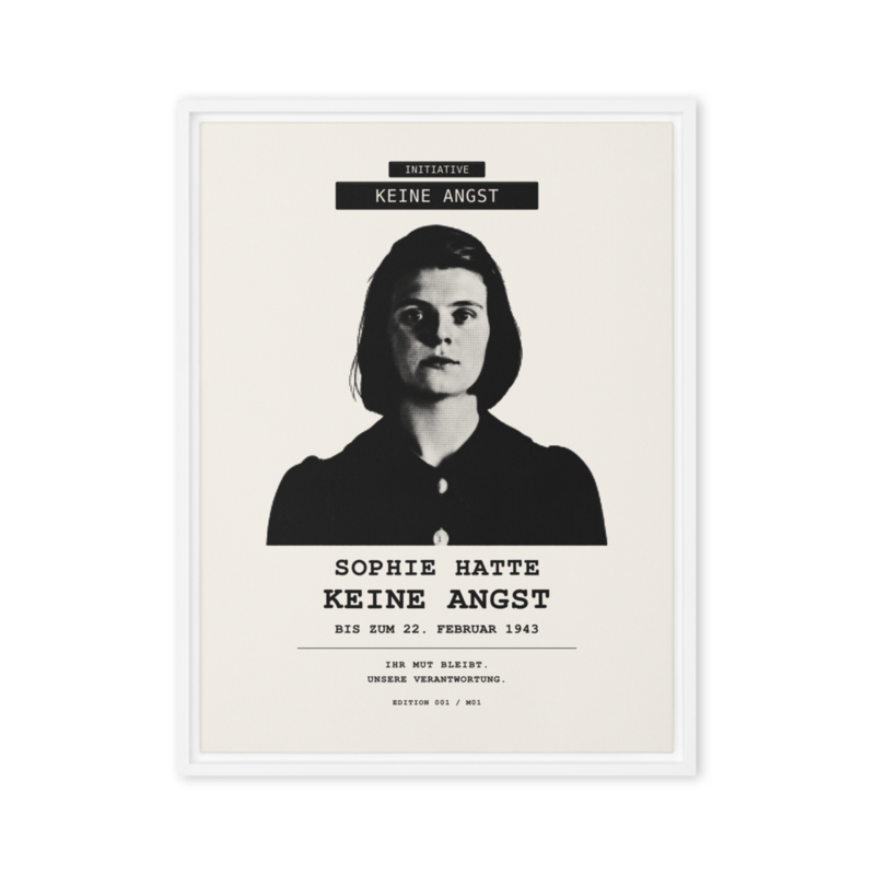 Sophie Scholl – Gerahmte Leinwand · White · framed-canvas-(in)-white-18x24-front-6aa05cb88f14b.png