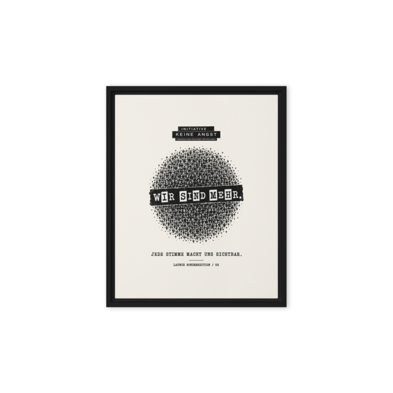 Sonderedition „Wir sind mehr“ – Gerahmte Leinwand · Black · framed-canvas-(in)-black-8x10-front-6aa1ae0a7ab7c.png