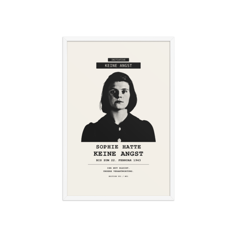 Sophie Scholl – Gerahmtes Poster auf verbessertem mattem Papier · White · enhanced-matte-paper-framed-poster-(in)-white-20x30-front-6aa05a7726ad4.png