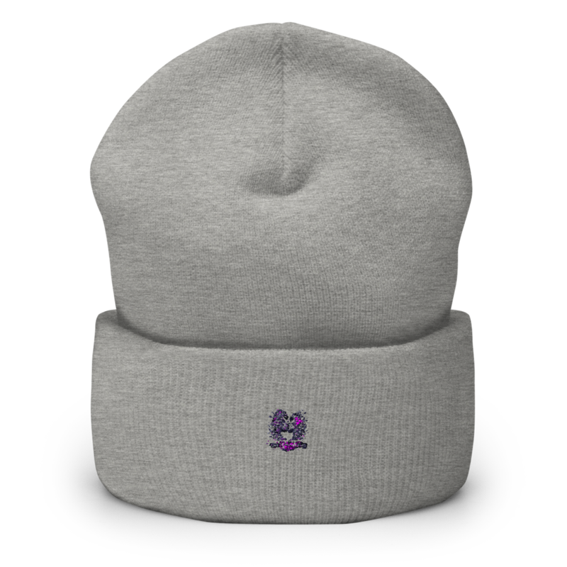 Kiss Against Fear – Deutsch – Mütze mit Umschlag · Heather Grey · cuffed-beanie-heather-grey-front-6aa19fb07d97b.png