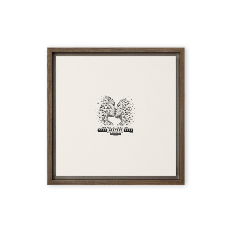 Kiss Against Fear – Deutsch – Gerahmte Leinwand · Brown · framed-canvas-(in)-brown-12x12-front-6aa1a42d99d84.png