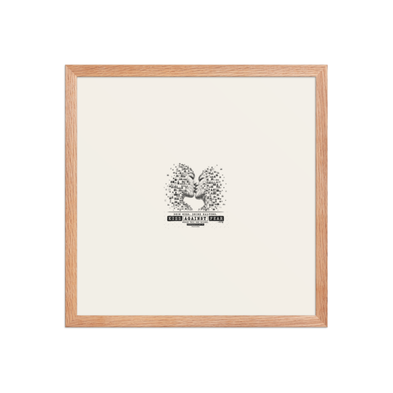Kiss Against Fear – Deutsch – Gerahmtes Poster auf verbessertem mattem Papier · Red Oak · enhanced-matte-paper-framed-poster-(in)-red-oak-16x16-front-6aa19ebaac50c.png