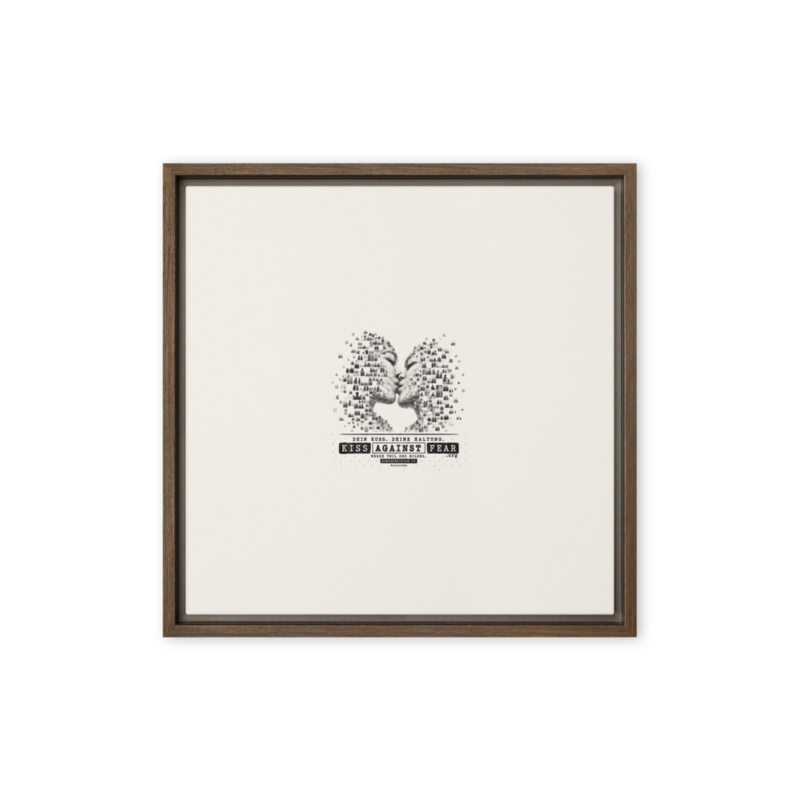 Kiss Against Fear – Deutsch – Gerahmte Leinwand · Brown · framed-canvas-(in)-brown-16x16-front-6aa1a46d984f5.png