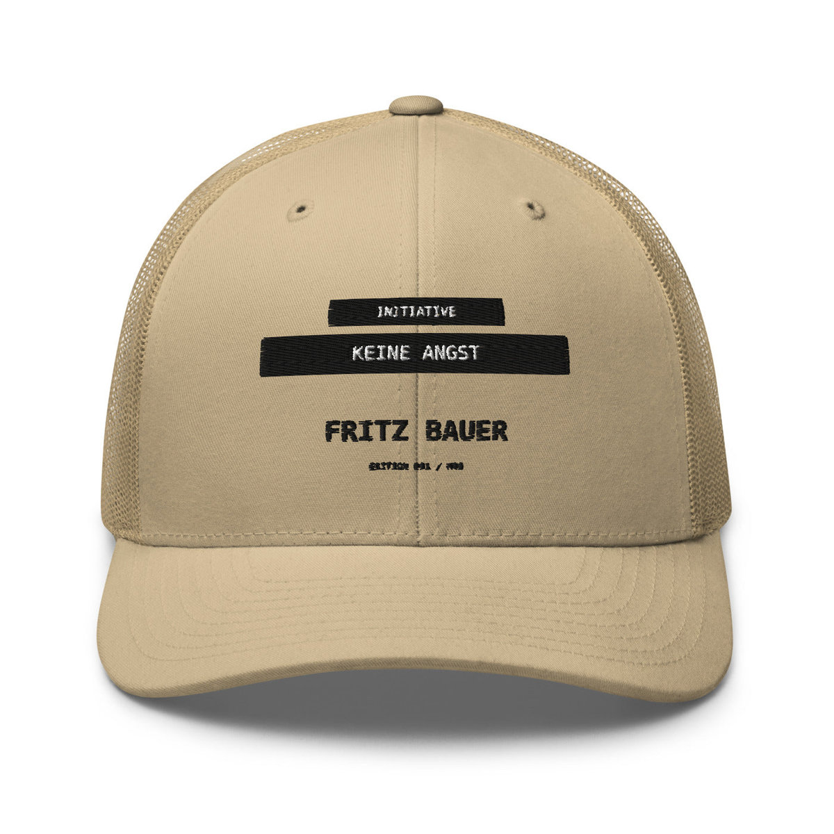 Fritz Bauer – Retro-Trucker-Cap – Khaki – großes Original-Stickmotiv