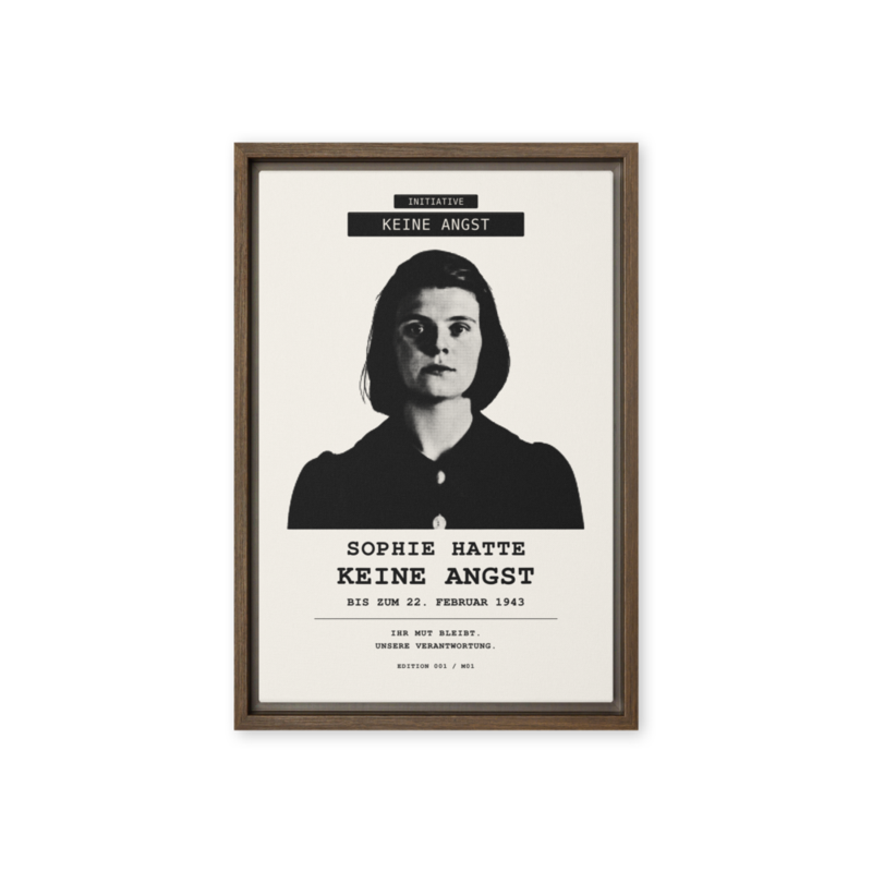 Sophie Scholl – Gerahmte Leinwand · Brown · framed-canvas-(in)-brown-12x18-front-6aa05db1806b9.png