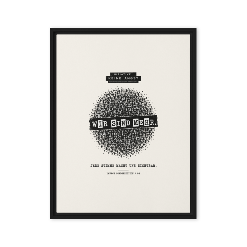 Sonderedition „Wir sind mehr“ – Gerahmte Leinwand · Black · framed-canvas-(in)-black-18x24-front-6aa1adca08c13.png