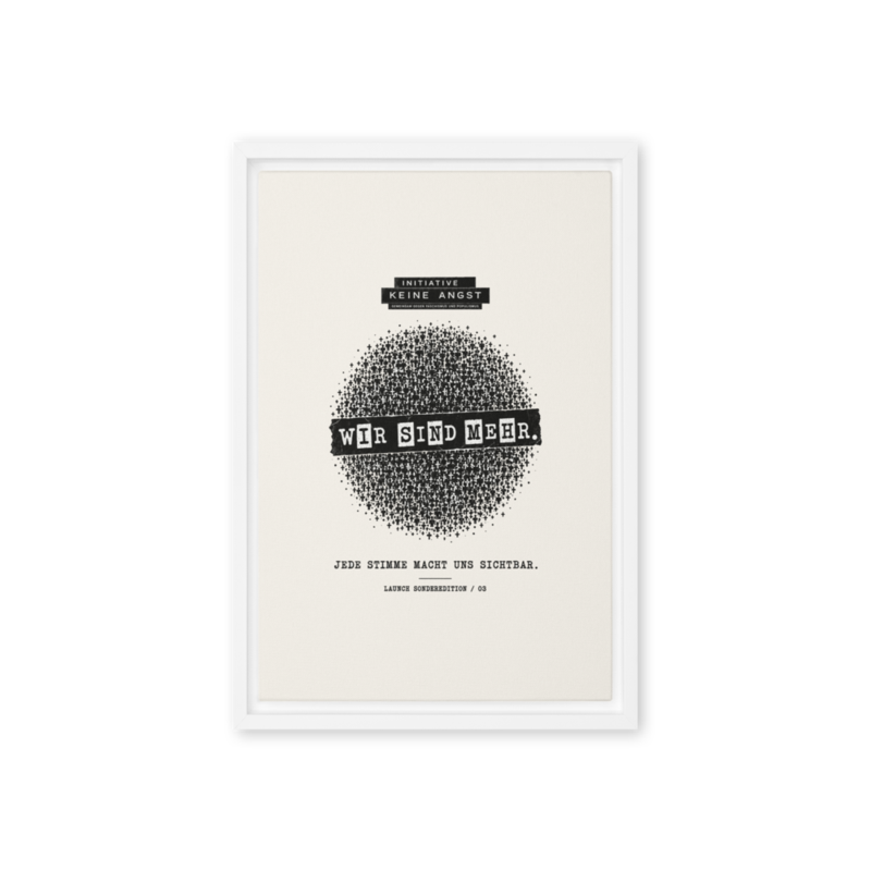 Sonderedition „Wir sind mehr“ – Gerahmte Leinwand · White · framed-canvas-(in)-white-12x18-front-6aa1af354db79.png