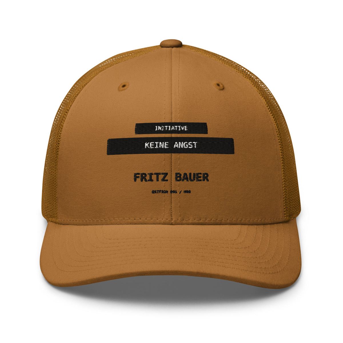 Fritz Bauer – Retro-Trucker-Cap – Caramel – großes Original-Stickmotiv