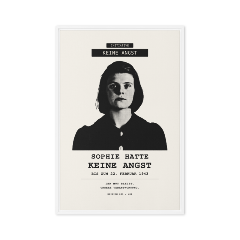 Sophie Scholl – Gerahmte Leinwand · White · framed-canvas-(in)-white-20x30-front-6aa05df3497e4.png