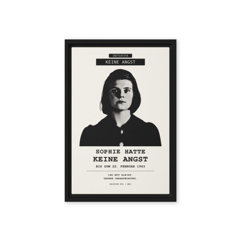 Sophie Scholl – Gerahmte Leinwand · Black · framed-canvas-(in)-black-12x18-front-6aa05d85ac90f.png