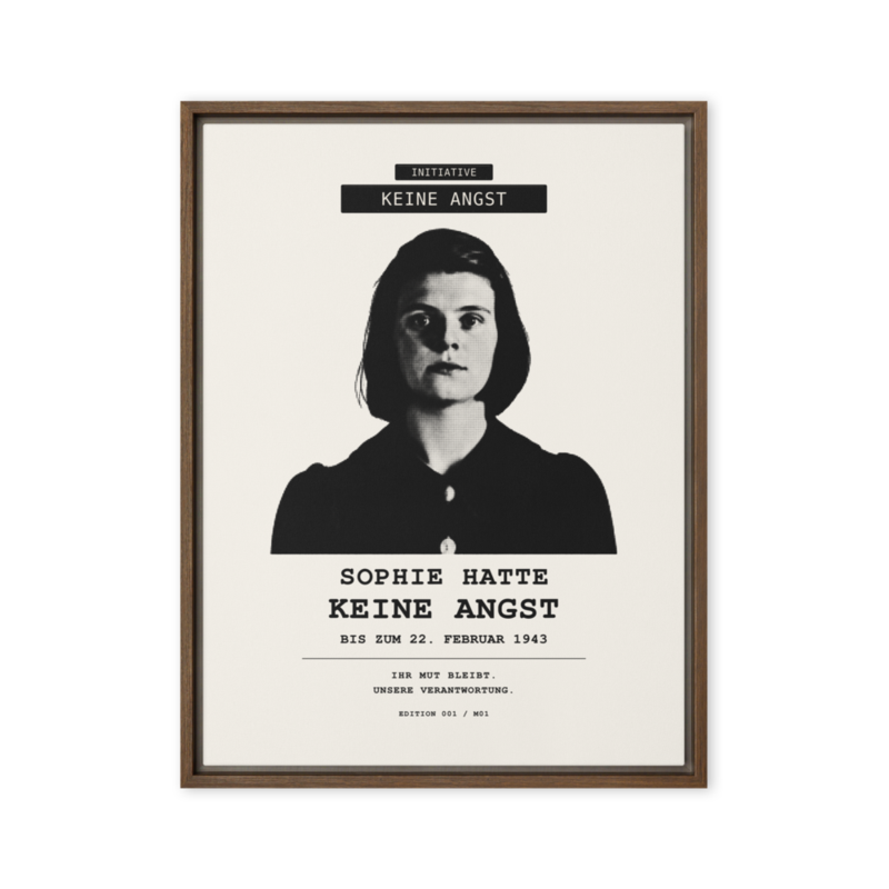 Sophie Scholl – Gerahmte Leinwand · Brown · framed-canvas-(in)-brown-18x24-front-6aa05d5abd619.png