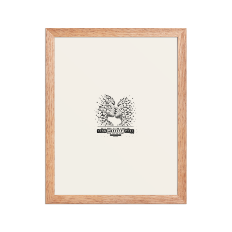 Kiss Against Fear – Deutsch – Gerahmtes Poster auf verbessertem mattem Papier · Red Oak · enhanced-matte-paper-framed-poster-(in)-red-oak-11x14-front-6aa19e785cc5f.png