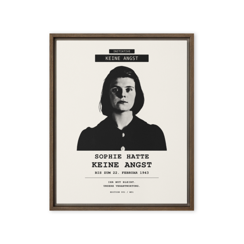 Sophie Scholl – Gerahmte Leinwand · Brown · framed-canvas-(in)-brown-16x20-front-6aa05d5abbc1b.png