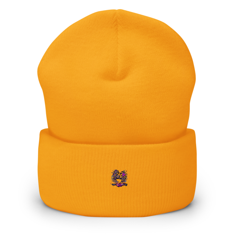 Kiss Against Fear – Deutsch – Mütze mit Umschlag · Gold · cuffed-beanie-gold-front-6aa19ff38bfec.png