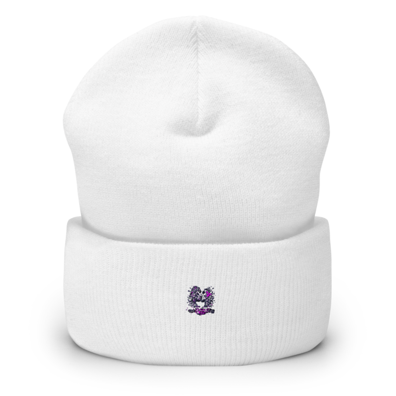 Kiss Against Fear – Deutsch – Mütze mit Umschlag · White · cuffed-beanie-white-front-6aa19fb03a83d.png