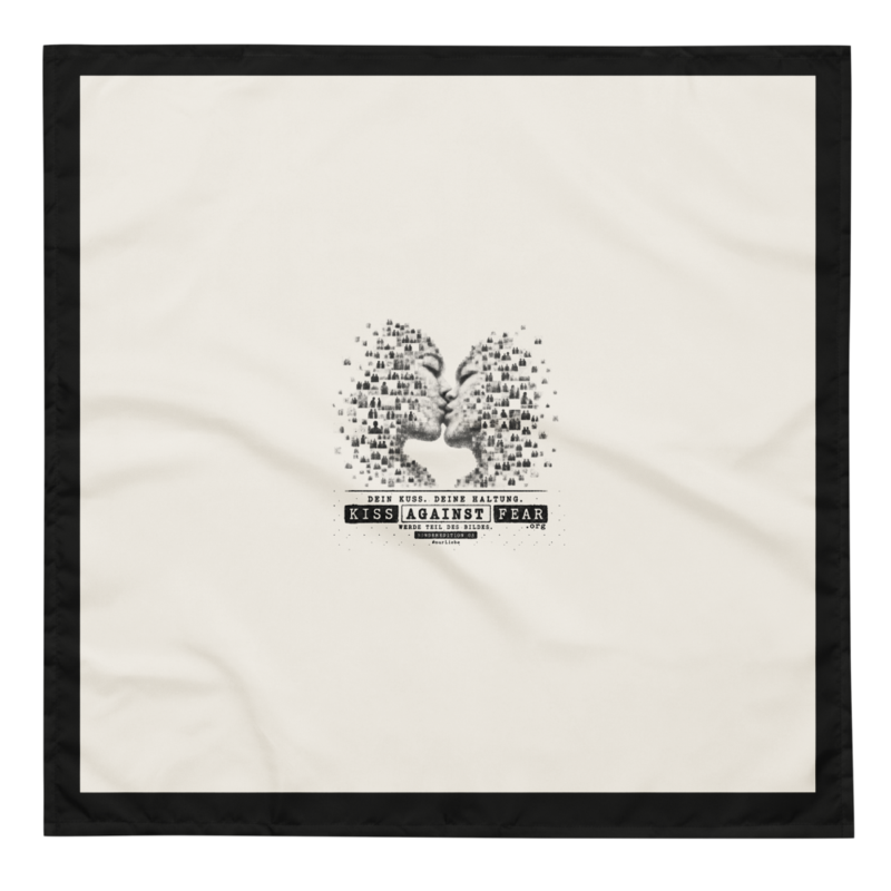 Kiss Against Fear – Deutsch – Bandana mit Allover-Druck · White · all-over-print-bandana-white-l-front-6aa1b3f9af862.png