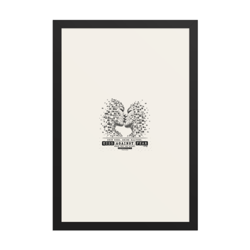 Kiss Against Fear – Deutsch – Gerahmtes Poster auf verbessertem mattem Papier · Black · enhanced-matte-paper-framed-poster-(in)-black-12x18-front-6aa19e1dac318.png