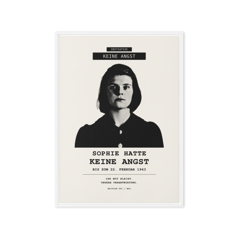 Sophie Scholl – Gerahmte Leinwand · White · framed-canvas-(in)-white-20x28-front-6aa05df1afc44.png