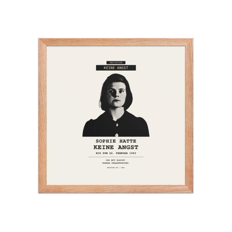 Sophie Scholl – Gerahmtes Poster auf verbessertem mattem Papier · Red Oak · enhanced-matte-paper-framed-poster-(in)-red-oak-14x14-front-6aa05aa6bff47.png