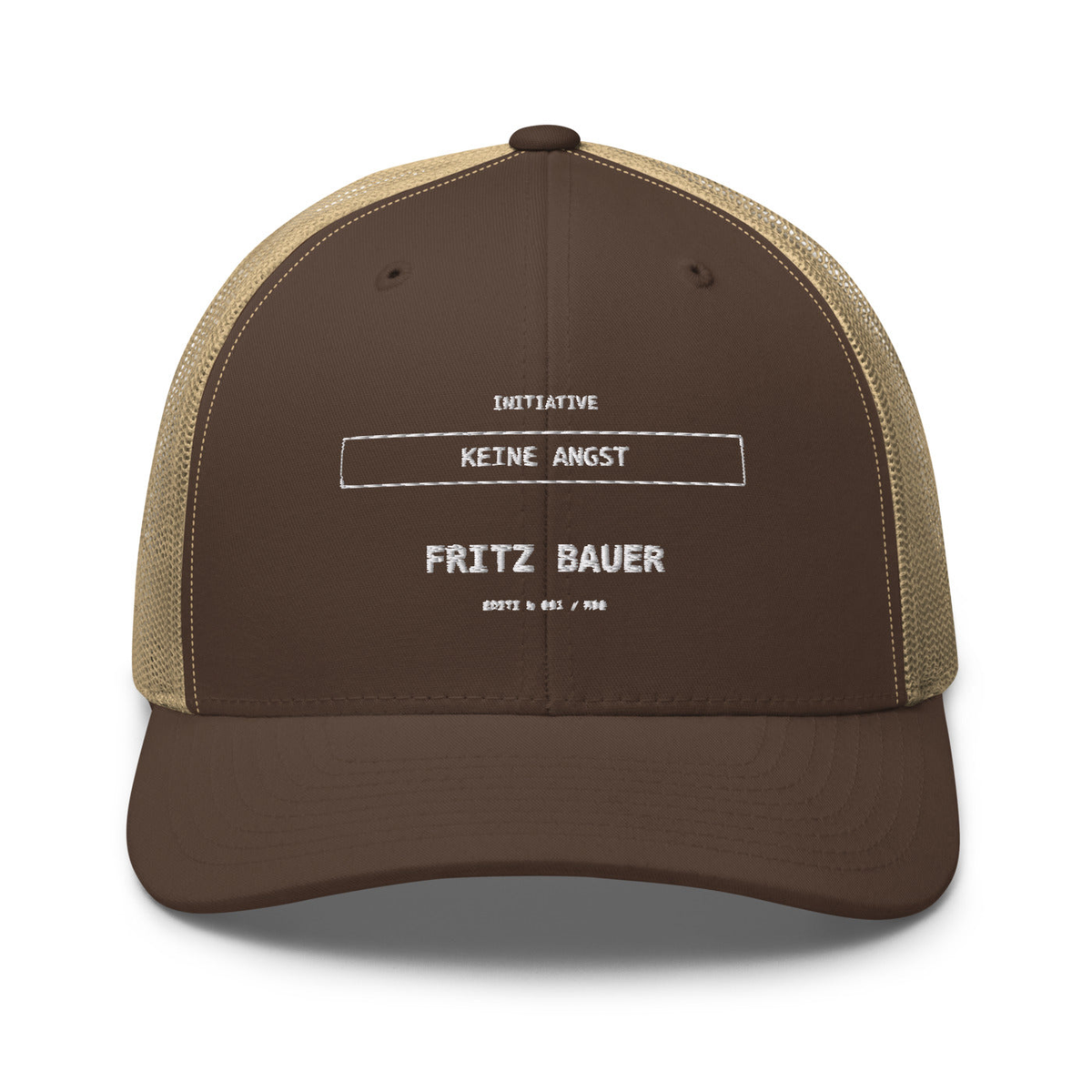 Fritz Bauer – Retro-Trucker-Cap – Brown/ Khaki – großes Original-Stickmotiv
