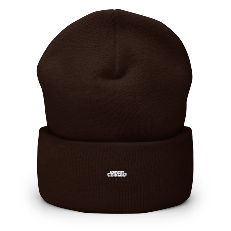 Sonderedition „Wir sind mehr“ – Mütze mit Umschlag · Brown · cuffed-beanie-brown-front-6aa15480efcbc.png