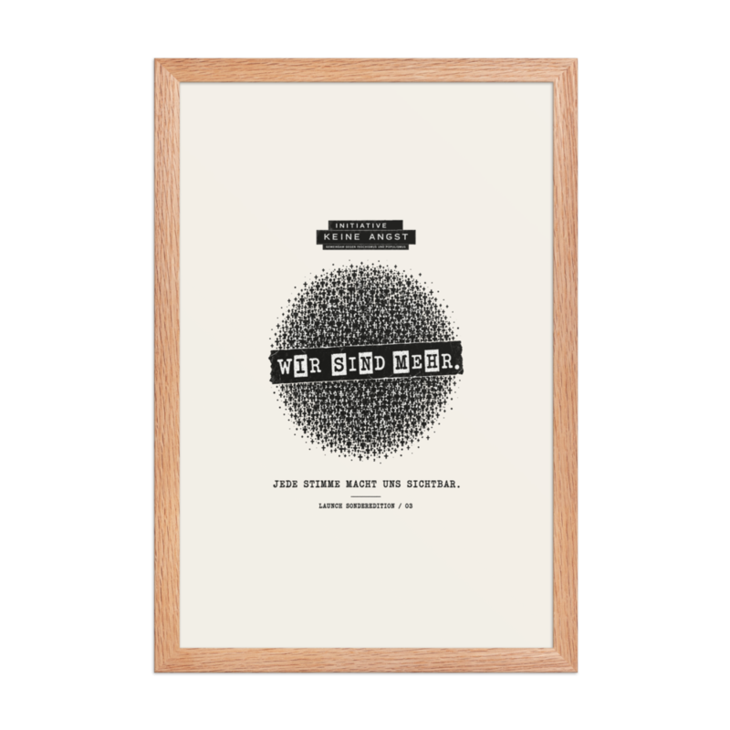 Sonderedition „Wir sind mehr“ – Gerahmtes Poster auf verbessertem mattem Papier · Red Oak · enhanced-matte-paper-framed-poster-(in)-red-oak-12x18-front-6aa1ac7aa7f4c.png