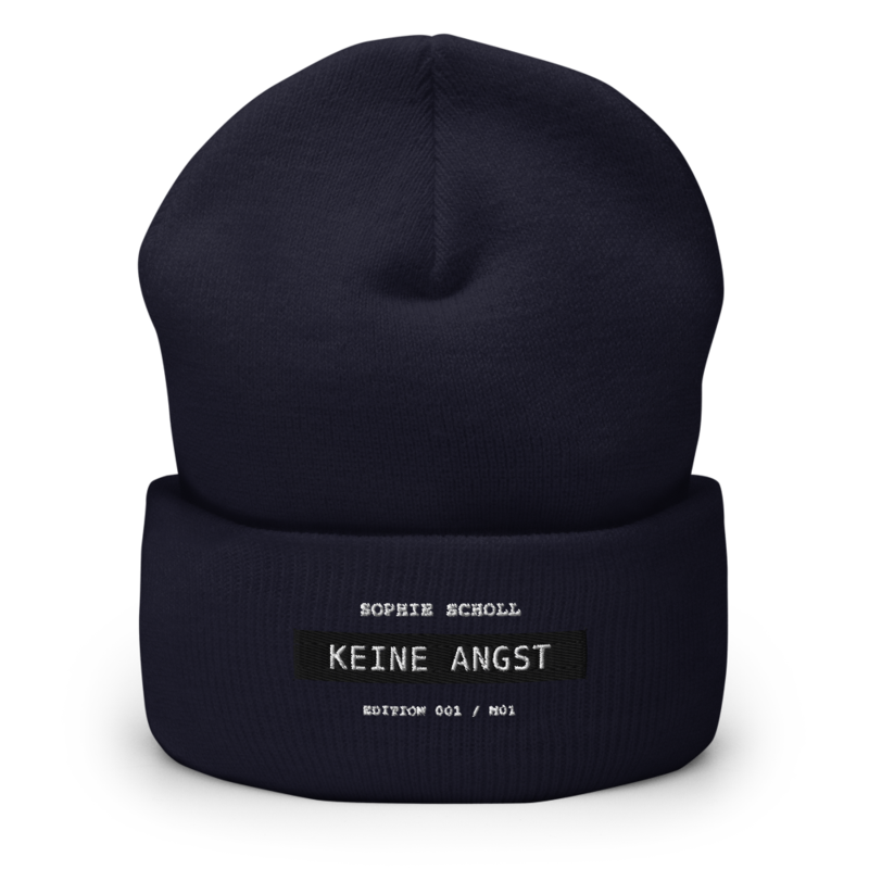 Sophie Scholl – Mütze mit Umschlag · Navy · cuffed-beanie-navy-front-6a9f801eb2e76.png