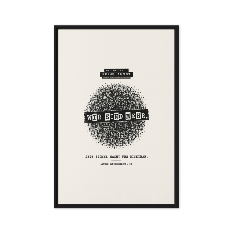 Sonderedition „Wir sind mehr“ – Gerahmte Leinwand · Black · framed-canvas-(in)-black-24x36-front-6aa1adc9dcda7.png