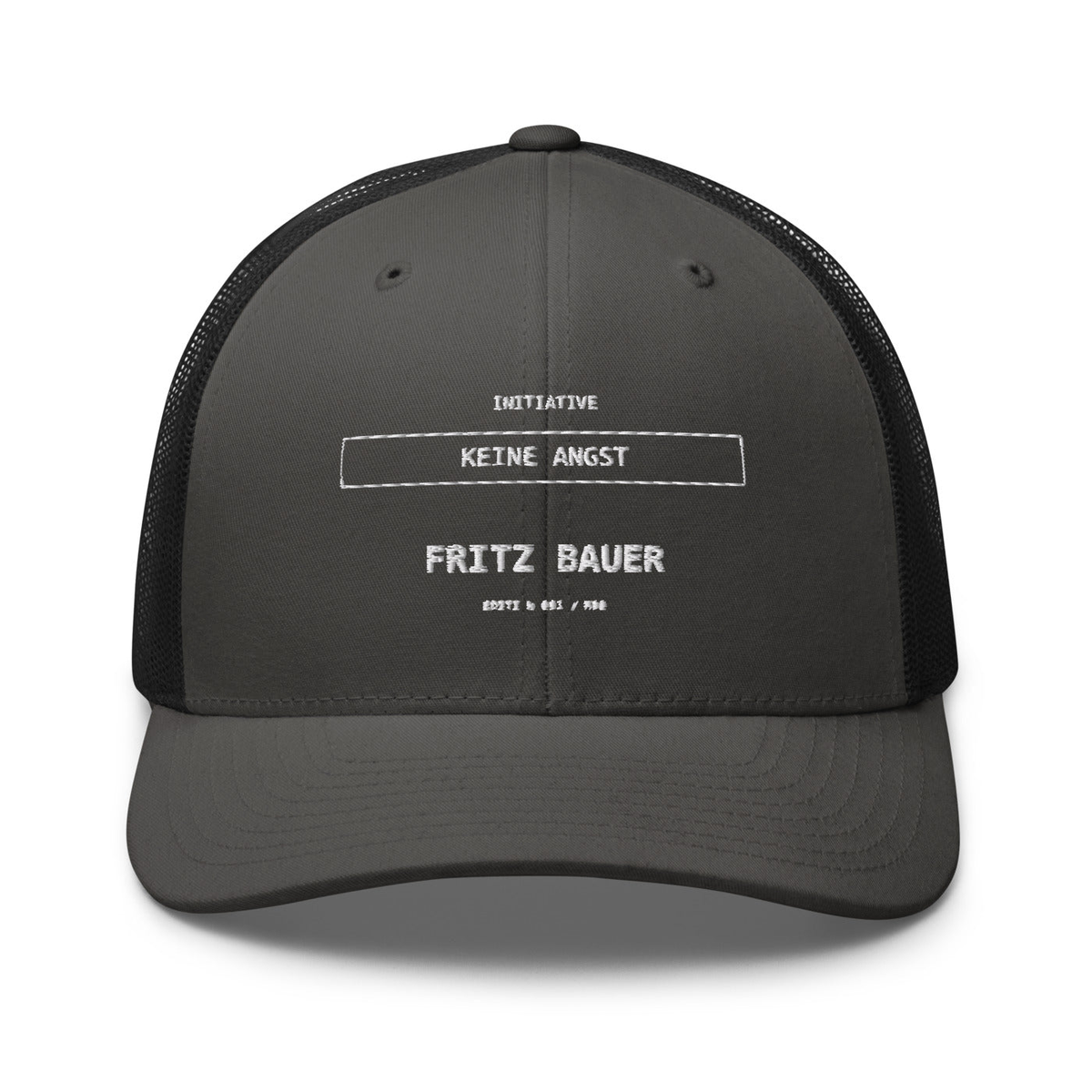Fritz Bauer – Retro-Trucker-Cap – Charcoal/ Black – großes Original-Stickmotiv