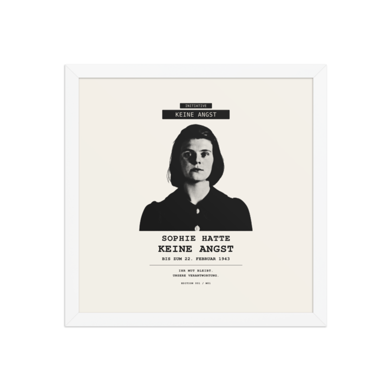 Sophie Scholl – Gerahmtes Poster auf verbessertem mattem Papier · White · enhanced-matte-paper-framed-poster-(in)-white-14x14-front-6aa05afed4547.png