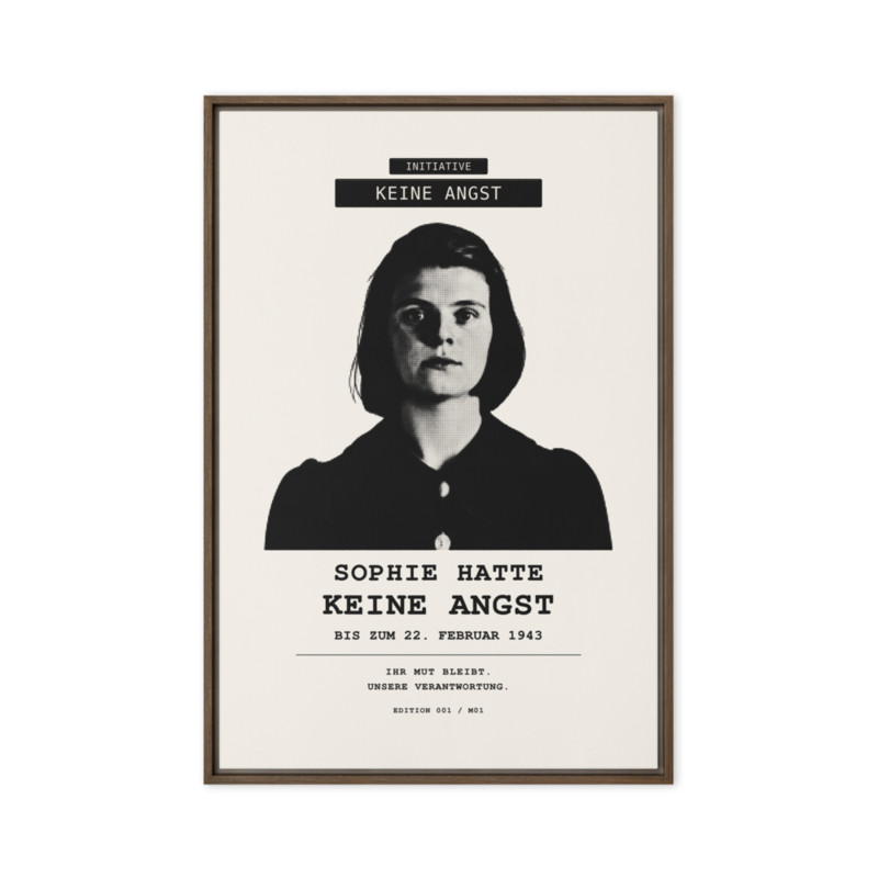 Sophie Scholl – Gerahmte Leinwand · Brown · framed-canvas-(in)-brown-20x30-front-6aa05dc72a689.png
