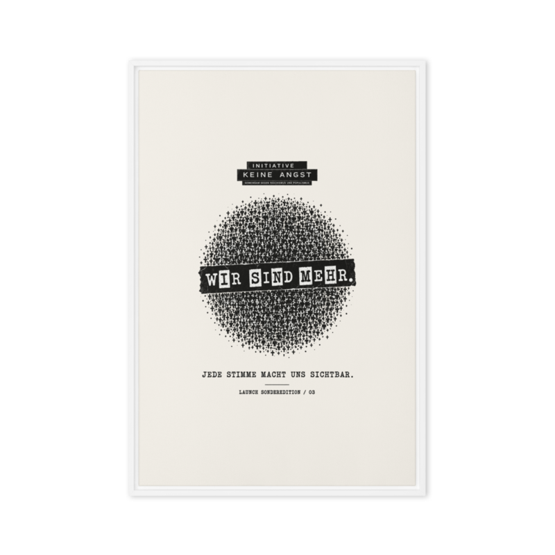 Sonderedition „Wir sind mehr“ – Gerahmte Leinwand · White · framed-canvas-(in)-white-20x30-front-6aa1af4b79fae.png