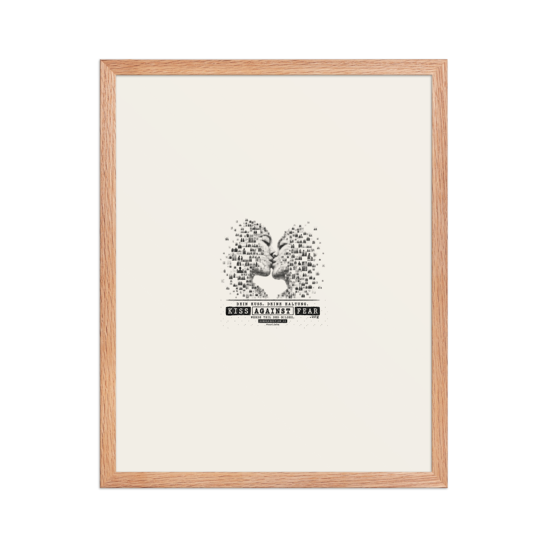 Kiss Against Fear – Deutsch – Gerahmtes Poster auf verbessertem mattem Papier · Red Oak · enhanced-matte-paper-framed-poster-(in)-red-oak-16x20-front-6aa19ebad29ce.png