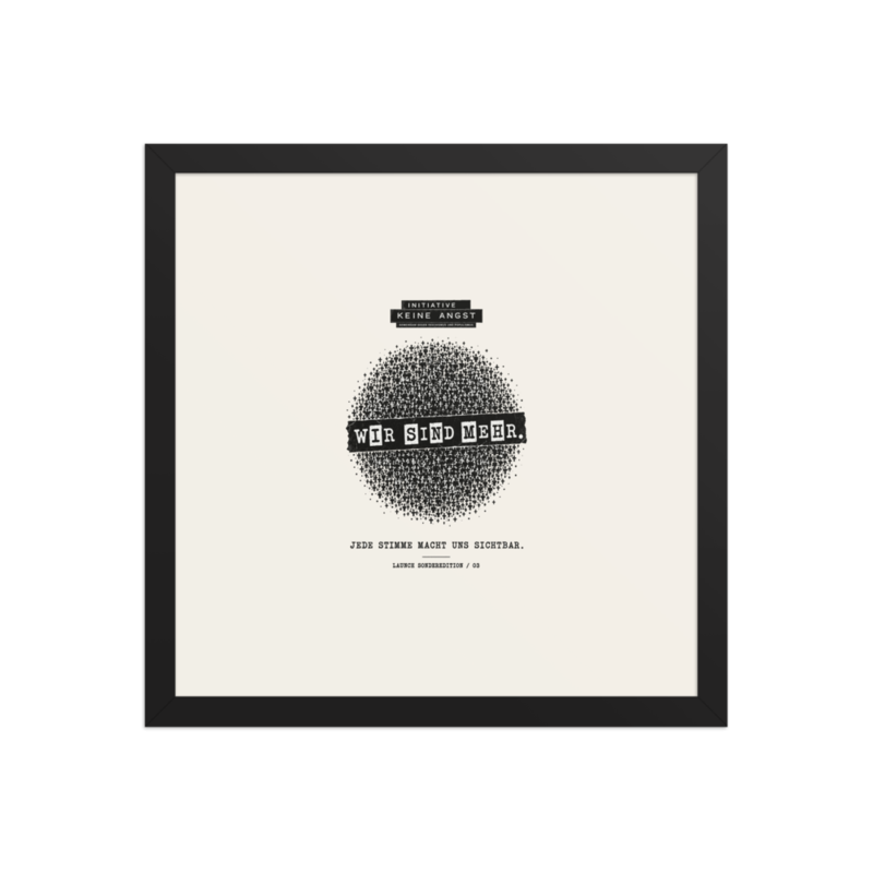 Sonderedition „Wir sind mehr“ – Gerahmtes Poster auf verbessertem mattem Papier · Black · enhanced-matte-paper-framed-poster-(in)-black-14x14-front-6aa1ab2ab05b6.png