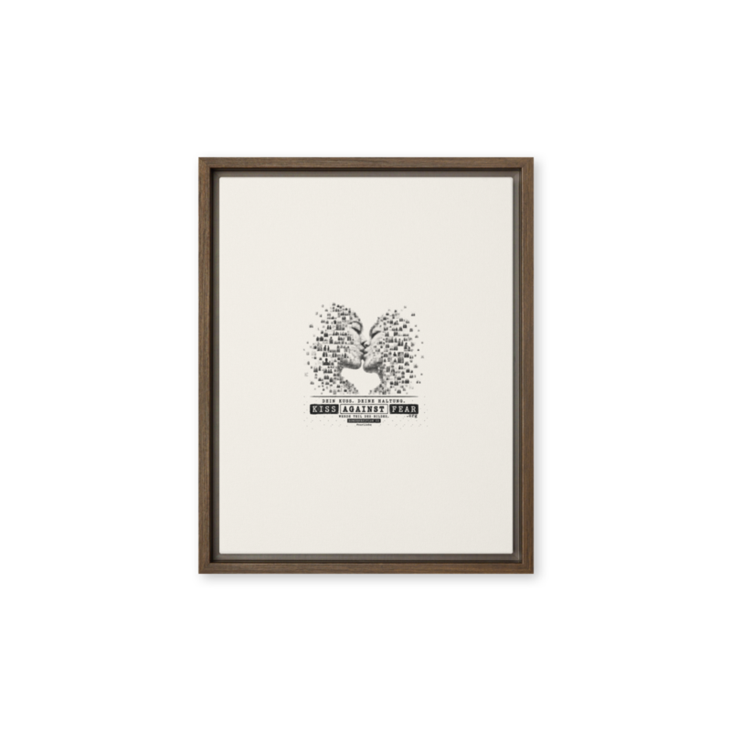 Kiss Against Fear – Deutsch – Gerahmte Leinwand · Brown · framed-canvas-(in)-brown-11x14-front-6aa1a4b1c2a51.png