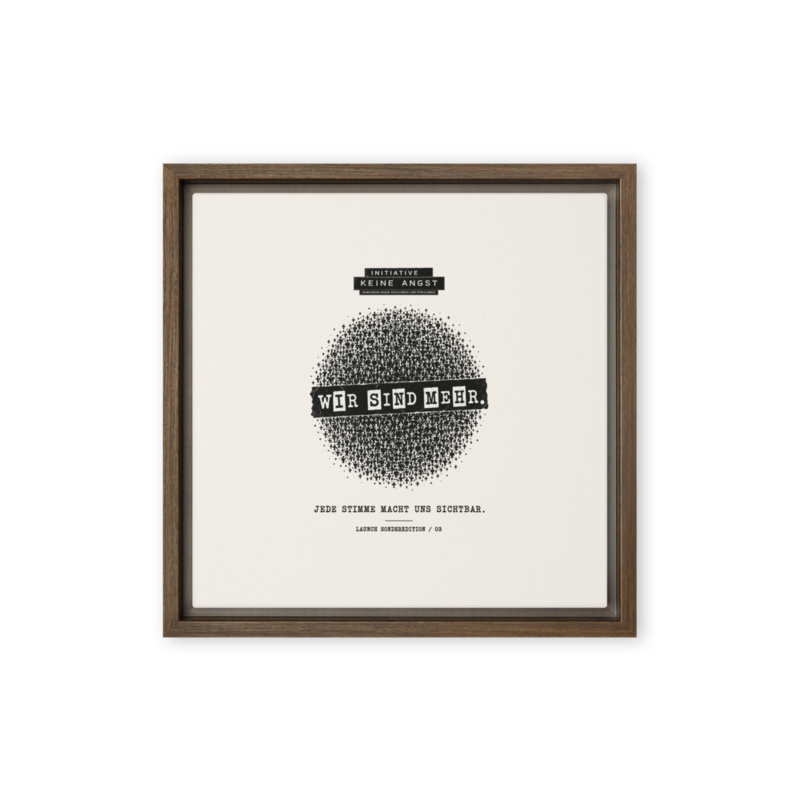 Sonderedition „Wir sind mehr“ – Gerahmte Leinwand · Brown · framed-canvas-(in)-brown-12x12-front-6aa1adca328c9.png