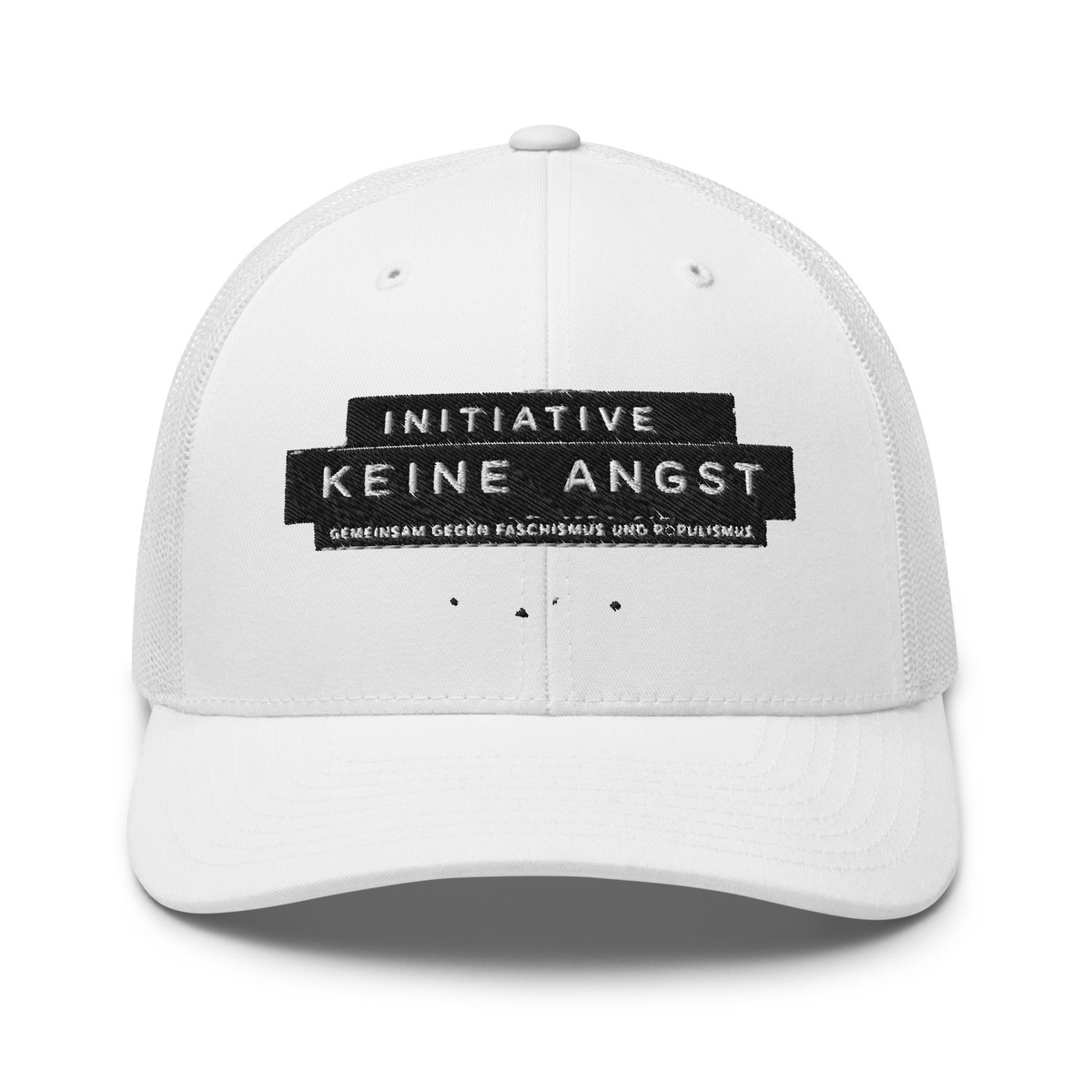 Sonderedition „Wir sind mehr“ – Retro-Trucker-Cap – White – großes Original-Stickmotiv