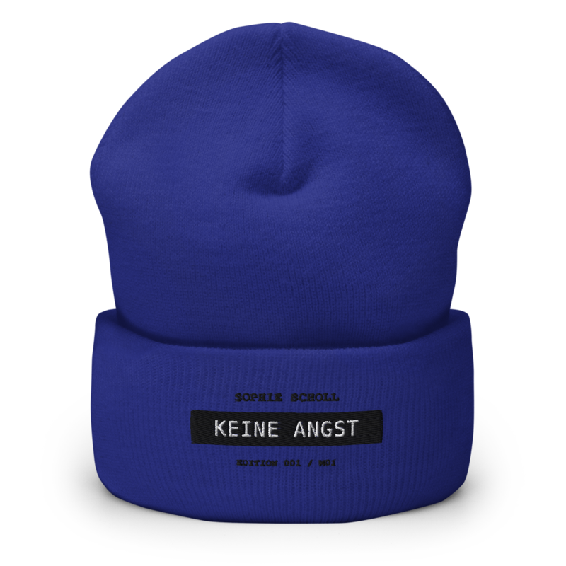 Sophie Scholl – Mütze mit Umschlag · Royal · cuffed-beanie-royal-front-6a9f801e0427e.png