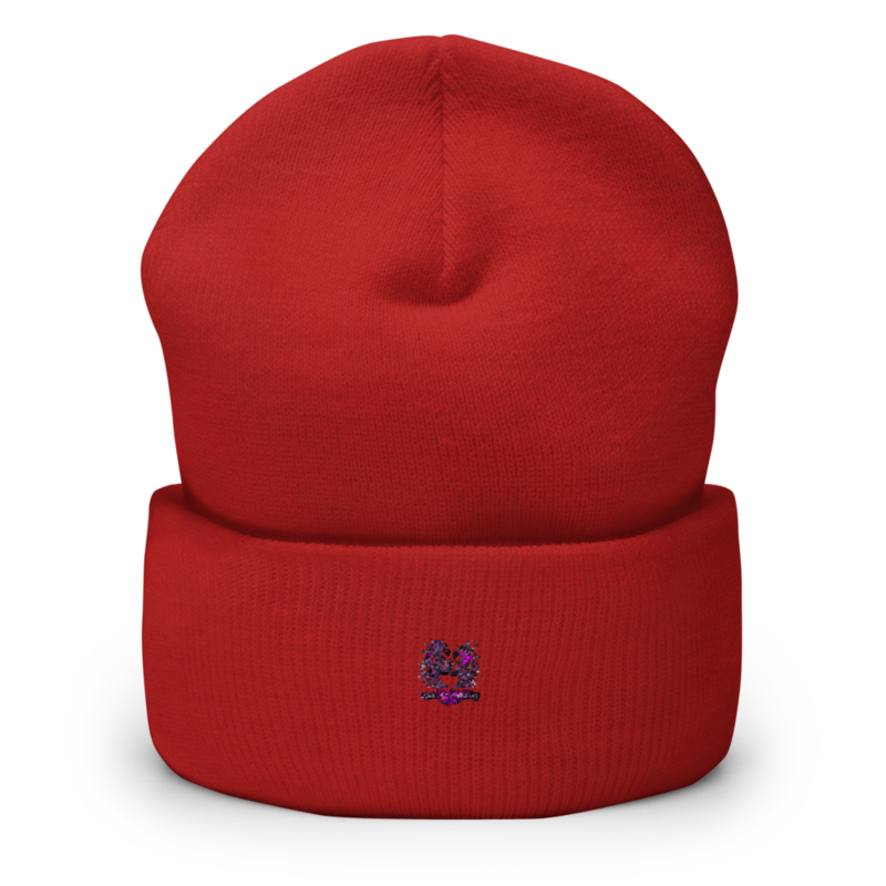 Kiss Against Fear – Deutsch – Mütze mit Umschlag · Red · cuffed-beanie-red-front-6aa19fb045930.png