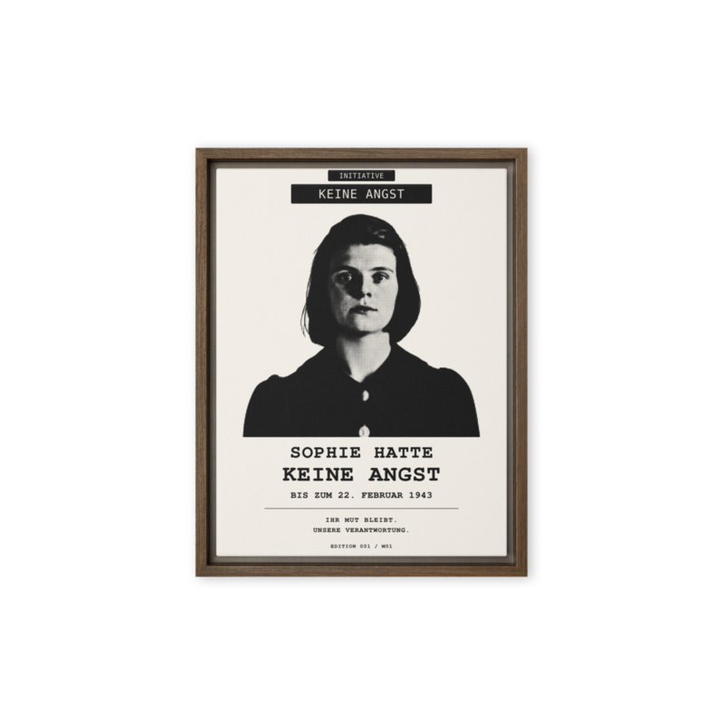 Sophie Scholl – Gerahmte Leinwand · Brown · framed-canvas-(in)-brown-9x12-front-6aa05d9c423fb.png
