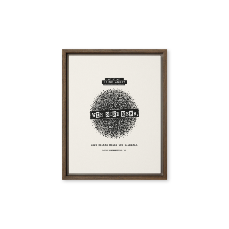 Sonderedition „Wir sind mehr“ – Gerahmte Leinwand · Brown · framed-canvas-(in)-brown-11x14-front-6aa1ae9f5e9dd.png
